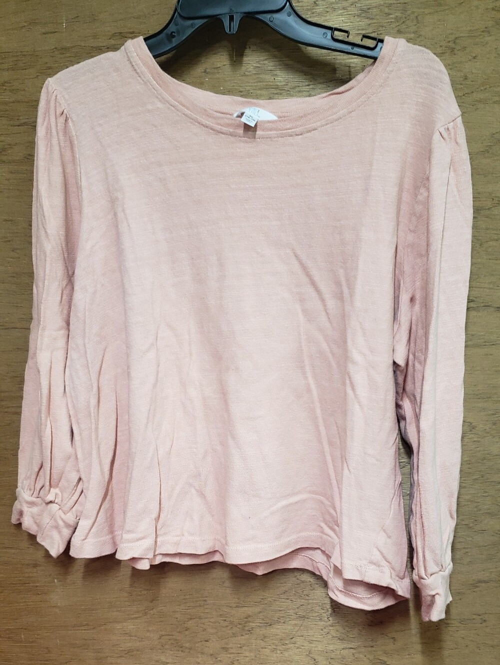 Ladies Time And Tru Semi Cropped Pale Pink/Dusty Rose Puff Sleeve Top XL (16-18)